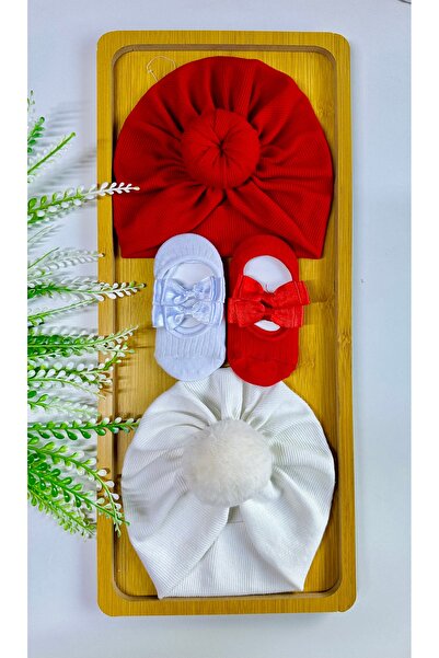 YENİDOĞAN Pamuklu Full Esnek ( 0-1 yaş ) Bebek Bone Çorap Seti