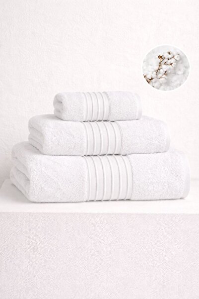HilyMily Cubano 3'lü Banyo Seti %100 Pamuk 1 Adet 70x140 cm & 1 Adet 50x90 cm...