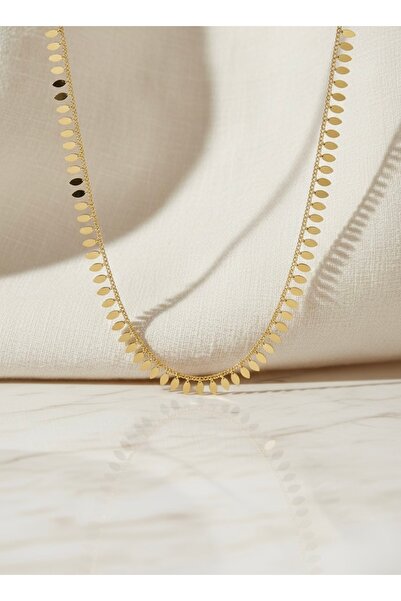 Luvıa accesoreis Sallantılı Küçük Markiz Pullu Gold Zincir Kolye