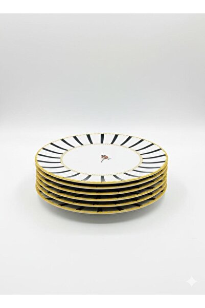 Altabi Ceramic Serving Plate Digital Printed Birds Pattern Set of 6 26 cm Sty...