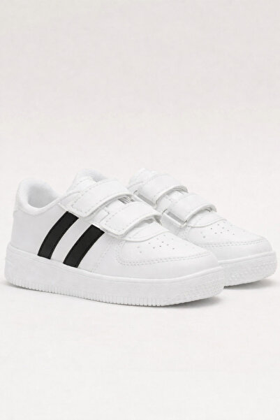 Macs Moda Pantofi de școală unisex pentru băieți și fete, cu velcro dublu, pa...