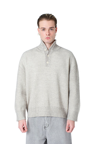 Dracaena cinnabari Men's high neck button pullover