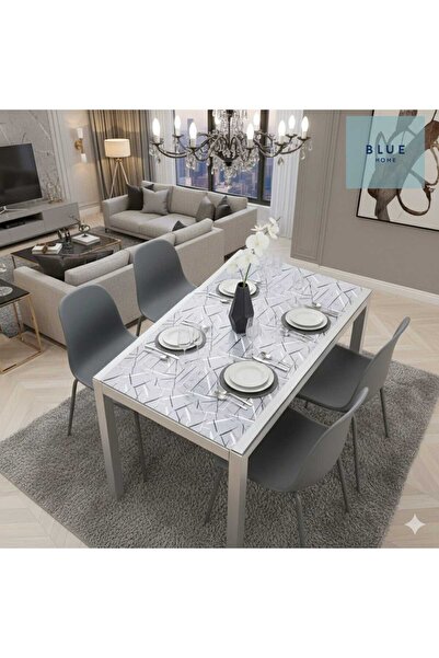 Blue Home بولي كلوريد الفينيل 05 مفرش طاولة منقوش بالرخام بسمك 1.2 مم مقاوم ل...