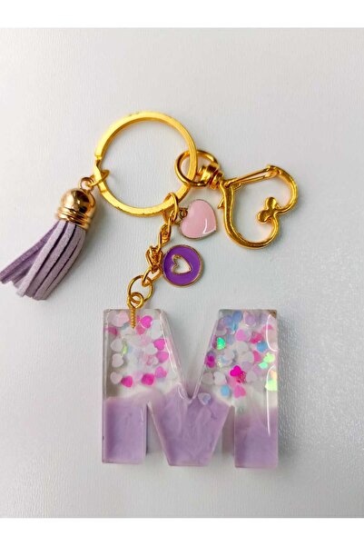 demirbasavm Handmade Letter m Epoxy Keychain
