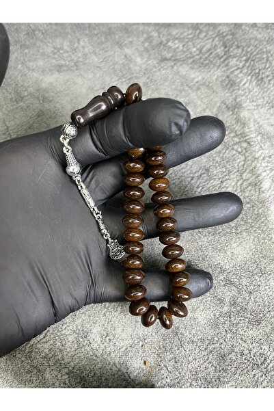 Mos Tespih Wheel Cut High-End Wrist-Length Natural Walnut Wood Rosary