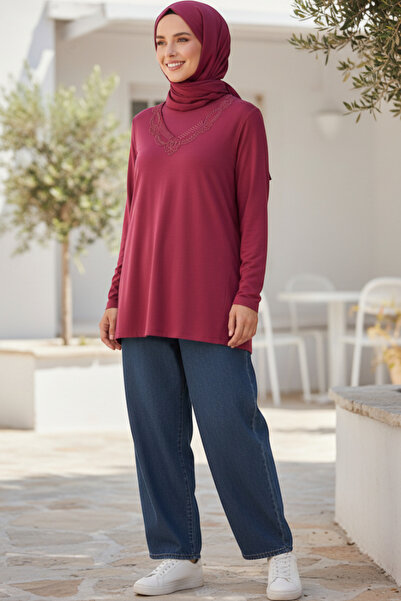 E-Giyimbank تي شيرت قطني طويل الأكمام للأمهات – مناسب للملابس الإسلامية، تصمي...