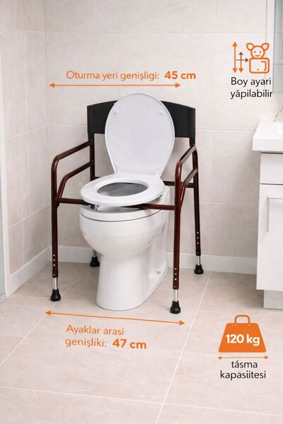 MEDİKALBİM Klozet Üzeri Tuvalet Sandalyesi Hasta Tuvaleti Boy Ayarlı Klozet Y...