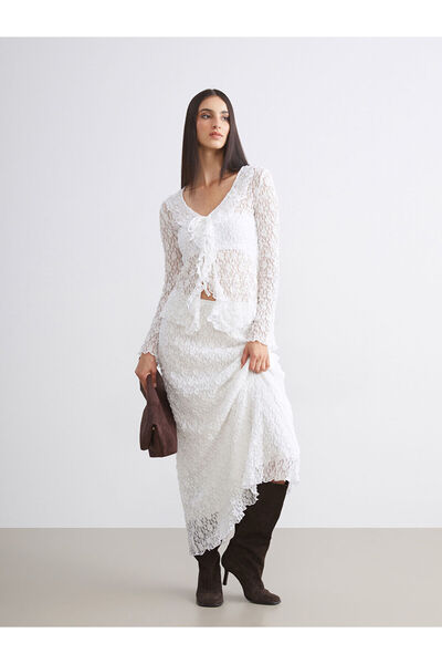 LC Waikiki Seray New Season Elastic Waist Lace Skirt