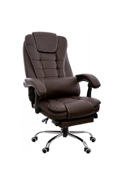 Mobplayers Brandon-Max Brown Leather Office Chair with "Chaise Lounge" Functi...