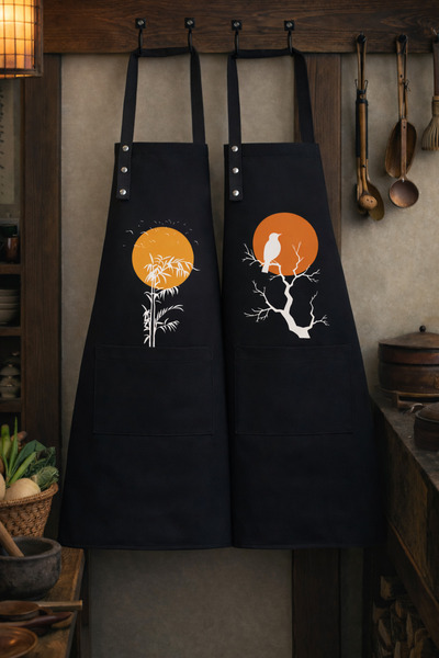 Hulganz Kitchen Apron Set of 2, Stain Resistant, Water Repellent Fabric, Colo...