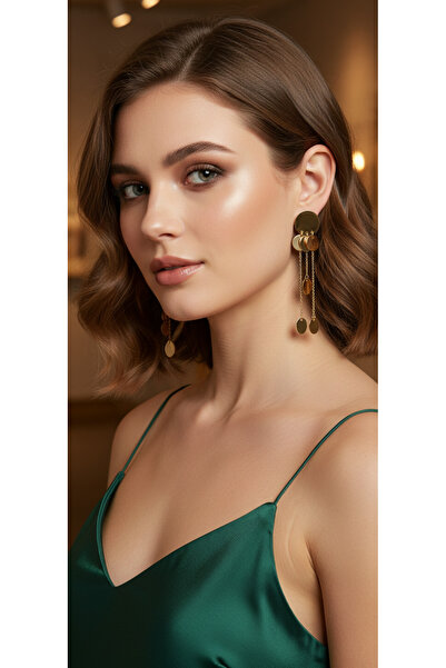 canlisepet Dangling Sequin Chain Earrings