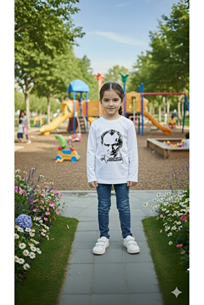 Parti Kırtasiye Kız Çocuk Unisex Tişört Atatürk Baskılı Uzun Kollu Rahat Günl...