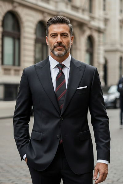 NAZEF Slim Fit Pointed Collar 100% Superior Silk Wool Suit