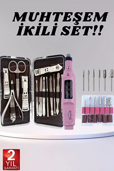 Epilons Electric Manicure Pedicure Set Double Set 12 Pieces Nail Care File Pr...