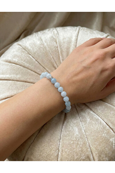 Playaks Aquamarine Bracelet (Pale Blue) Original Aquamarine Natural Stone Fle...