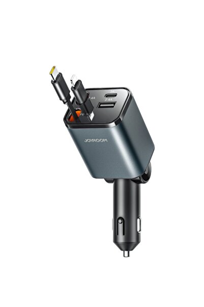 Joyroom شاحن سيارة قابل للسحب 4 في 1 بقوة 65 واط - رمادي JR-CCL05