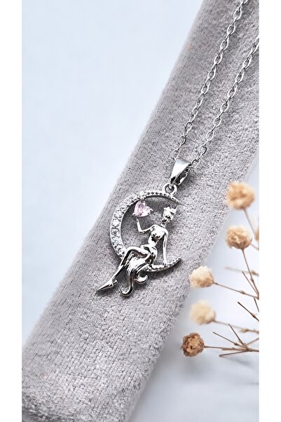 Serenity قلادة فولاذية على شكل هلال جالس