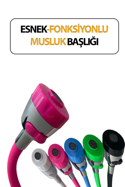 Solid Oynar Başlıklı Spiral Esnek 2 Fonksiyonlu Lavabo & Mutfak Musluk Ucu Pe...