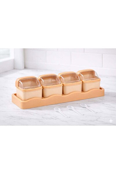 Roomlyne jar set with a neat base and transparent lid – 4 pieces