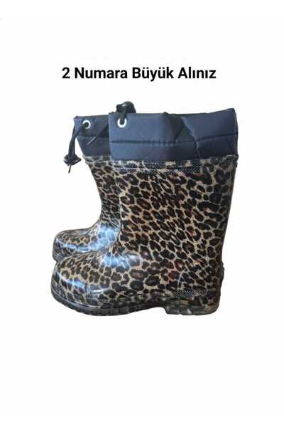 Efe Kız Çocuk Desenli Kürklü İplik Bağcıklı Çizme/Kar Botu Kutusuz 2 Beden Bü...