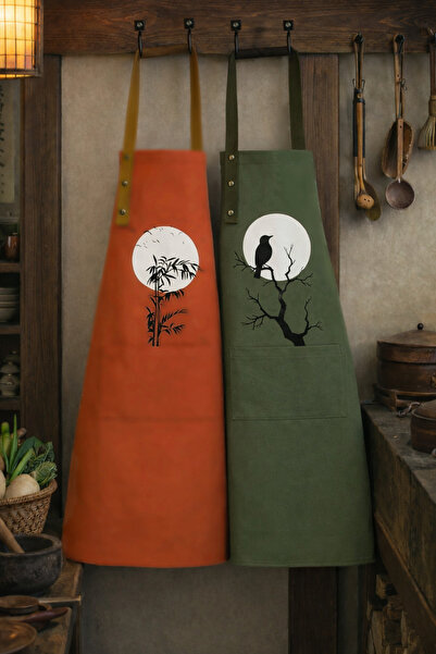 Hulganz Kitchen Apron Set of 2, Stain Resistant, Water Repellent Fabric, Colo...
