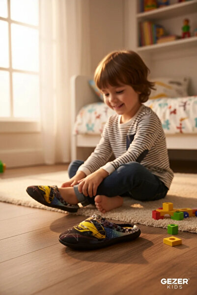 GEZER Papuci pentru copii, cu detalii de mașină, pentru casă, creșă, grădiniță