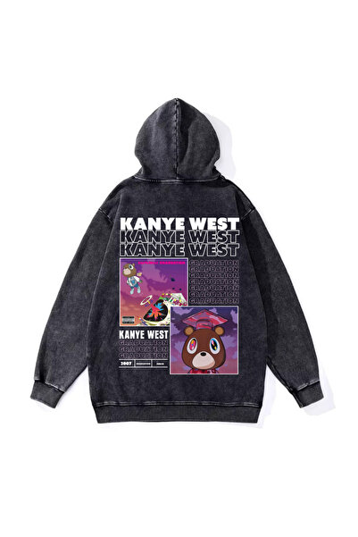 Le Savu Washable Kanye West Vintage Series Printed Unisex Hooded Oversized Sw...