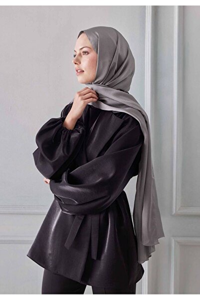 gül sezgin butik شال سهرة نسائي من الساتان الرمادي جانجان تيسيتورو