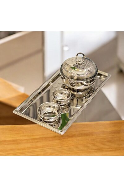 aljahwari Date serving set, silver nickel, medium size 15cm