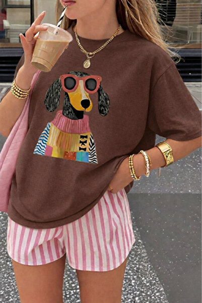 New Shine Unisex T-Shirt with Colorful Dog Print