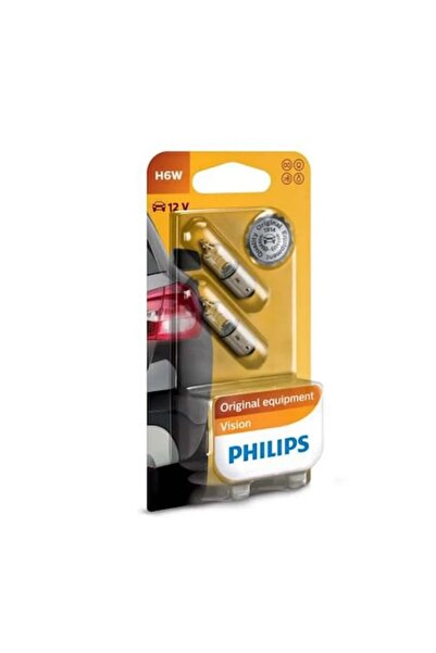 Philips Set de 2 becuri auto auxiliare H6W Vision, 12V, 6W