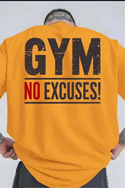 New Shine تي شيرت مطبوع عليه عبارة GYM NO EXCUSES للجنسين