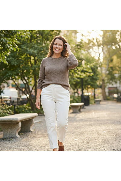 Zeromiss White Lightweight Narrow Leg Carrot Mom Group Plus Size Pants Steel ...