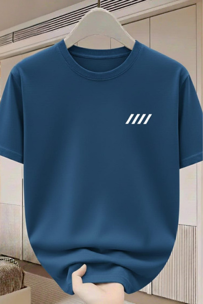 New Shine تي شيرت مطبوع بخطوط للجنسين