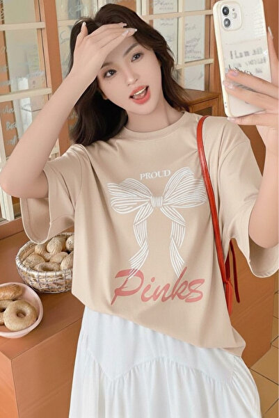 New Shine تي شيرت مطبوع عليه فيونك للجنسين