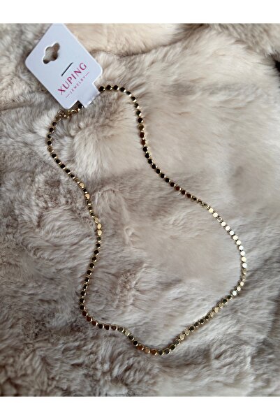 STOLIA Xuping Gold Çelik Minimal Yuvarlak Plaka Kolye - Kararmaz Lüks Seri