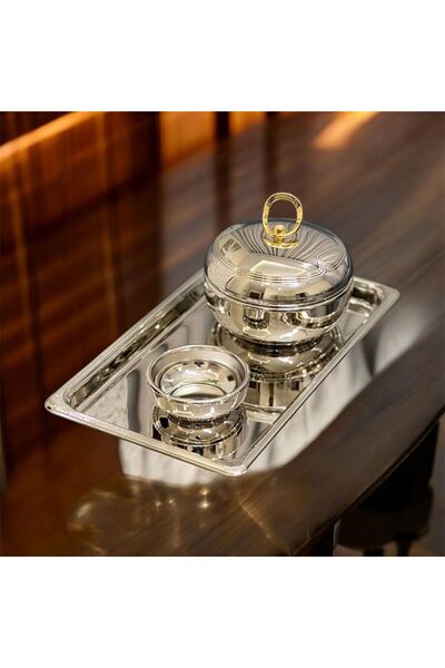 aljahwari Date serving set, gold nickel finish, medium size 11cm