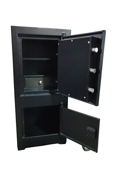 ÖMER FARUK ÇELİK PARA KASALARI 102 CM İÇ VE DIŞ MAT SİYAH DEPREME DAYANIKLI A...