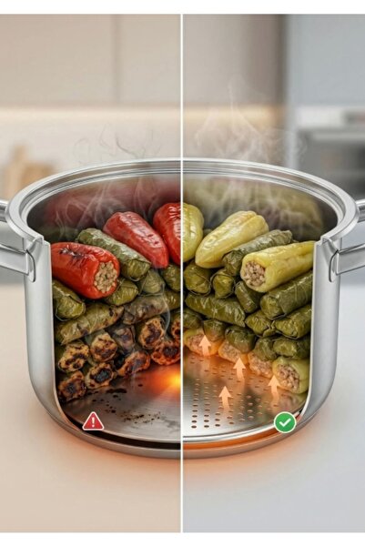 MEMS 22 cm Çelik Yanmaz Yapismaz Tencere Dibi Koruyucu Dolma Ve Sarma Pisirme...
