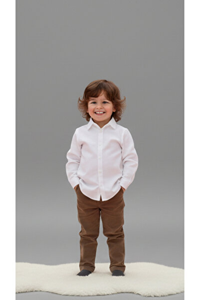 Momivi Kids Erkek Çocuk Klasik Düz Renk Gömlek