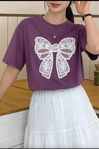 New Shine تي شيرت مطبوع عليه فيونك للجنسين