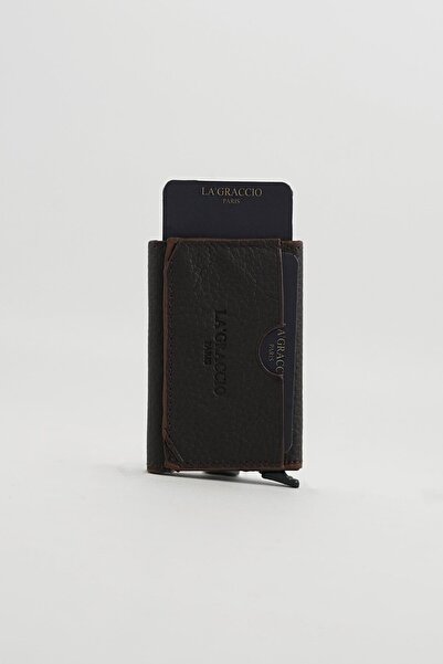 Store Sace Unisex Genuine Leather Mechanical Card Holder