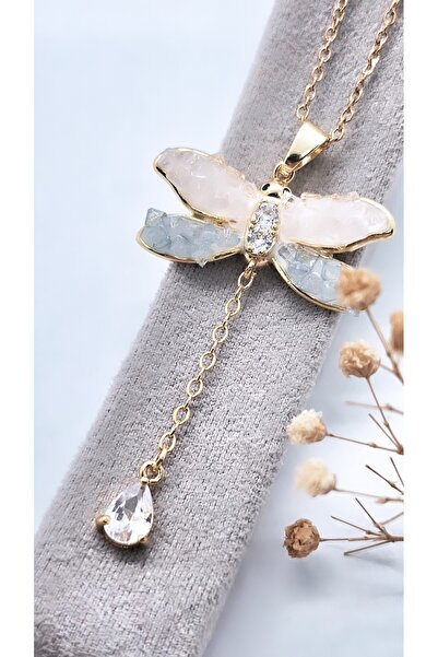 Serenity قلادة من الفولاذ على شكل فراشة من الزركون اللامع