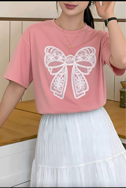 New Shine تي شيرت مطبوع عليه فيونك للجنسين