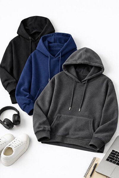 SULVERY SET CU GLUGĂ UNISEX, CONFORTABIL, CU TĂIERE LARGĂ, NEGRU, ALBASTRU MA...