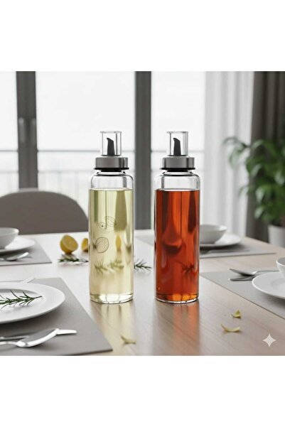 Funny Life 1 Adet Cam 500ml Damlatmaz Yağdanlık- Akıllı Yağlık Yağdanlık -Sir...