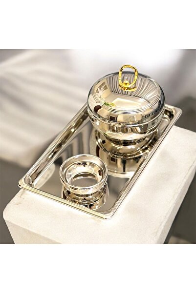 aljahwari Date serving set, gold nickel finish, medium size 13cm