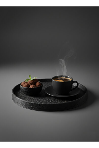 Lucylund Obsidyen Taş Görünümlü Plastik Tepsi - Şık ve Dayanıklı Tasarım 23 cm