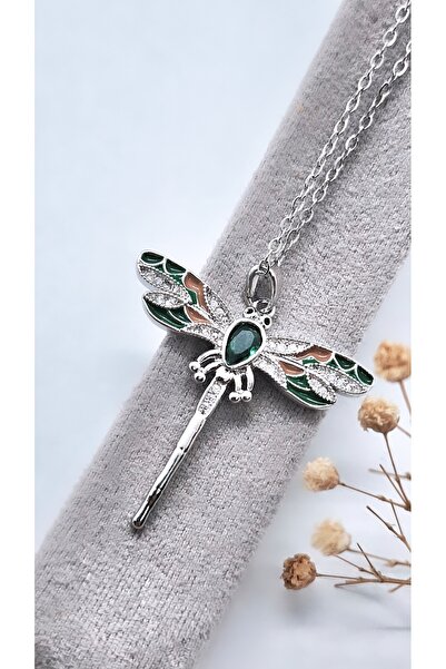 Serenity قلادة من الفولاذ على شكل فراشة من الزركون اللامع