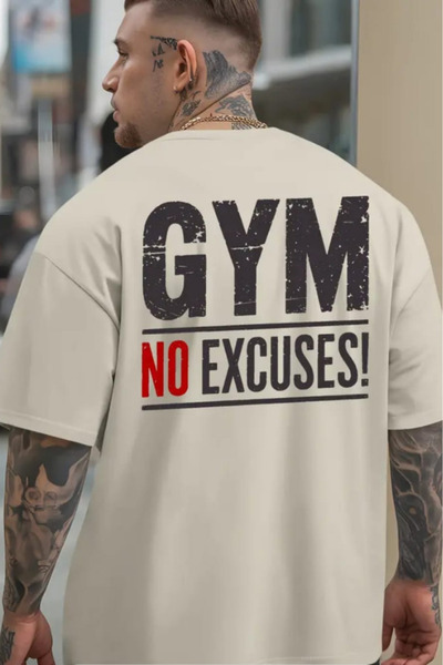 New Shine تي شيرت مطبوع عليه عبارة GYM NO EXCUSES للجنسين